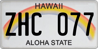 HI license plate ZHC077