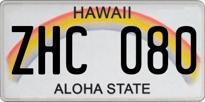 HI license plate ZHC080