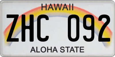 HI license plate ZHC092
