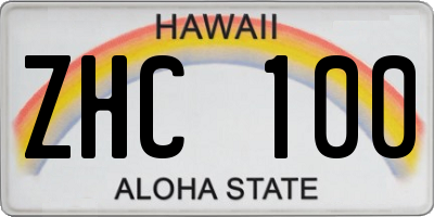HI license plate ZHC100