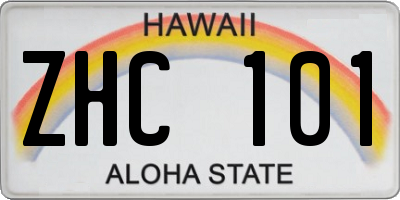 HI license plate ZHC101