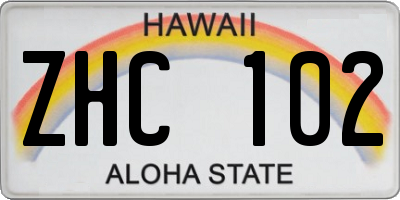 HI license plate ZHC102