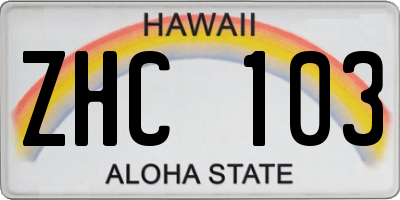 HI license plate ZHC103