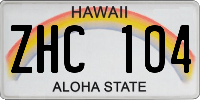 HI license plate ZHC104