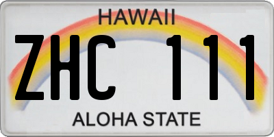 HI license plate ZHC111