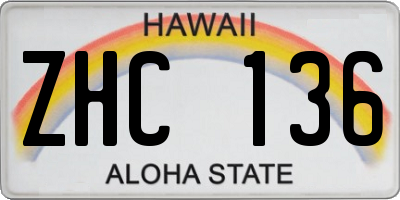 HI license plate ZHC136