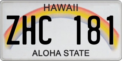 HI license plate ZHC181