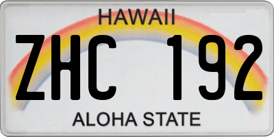 HI license plate ZHC192