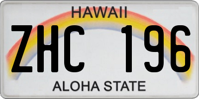 HI license plate ZHC196