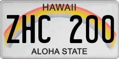 HI license plate ZHC200