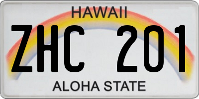 HI license plate ZHC201