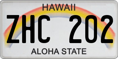 HI license plate ZHC202