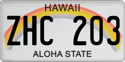HI license plate ZHC203
