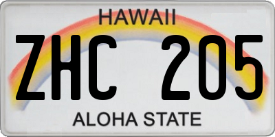 HI license plate ZHC205