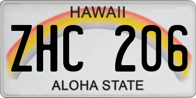 HI license plate ZHC206