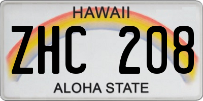 HI license plate ZHC208