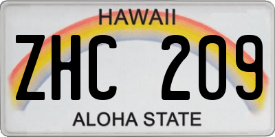 HI license plate ZHC209