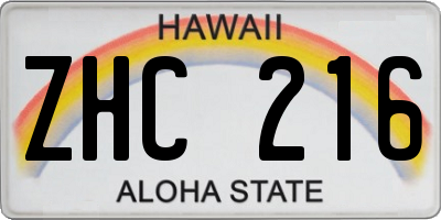 HI license plate ZHC216