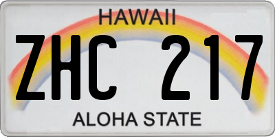 HI license plate ZHC217