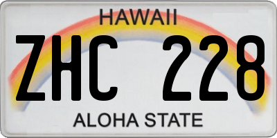 HI license plate ZHC228