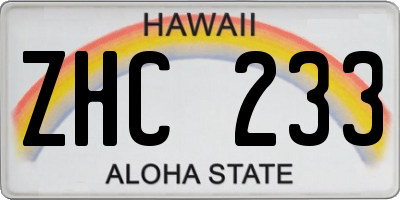 HI license plate ZHC233