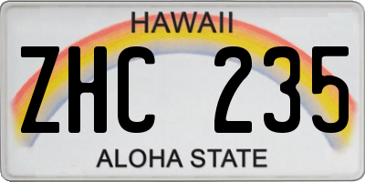 HI license plate ZHC235