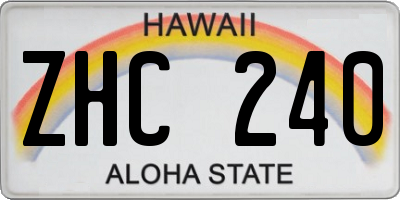 HI license plate ZHC240