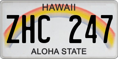 HI license plate ZHC247