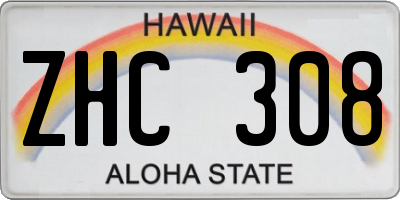 HI license plate ZHC308