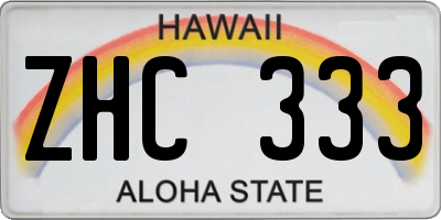 HI license plate ZHC333