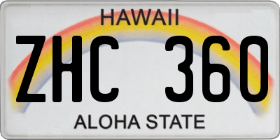 HI license plate ZHC360
