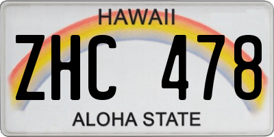 HI license plate ZHC478