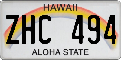 HI license plate ZHC494