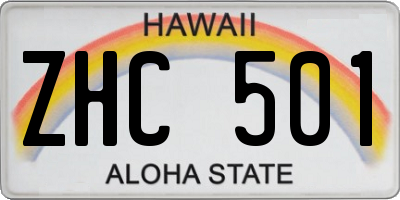 HI license plate ZHC501