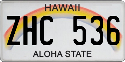 HI license plate ZHC536