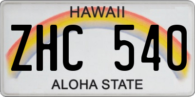 HI license plate ZHC540