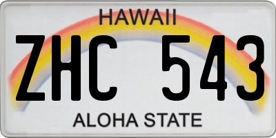 HI license plate ZHC543