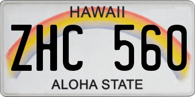 HI license plate ZHC560