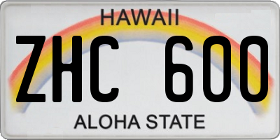 HI license plate ZHC600