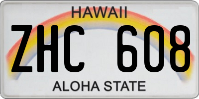 HI license plate ZHC608