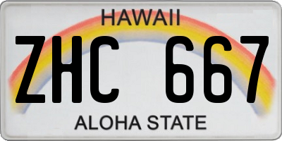 HI license plate ZHC667