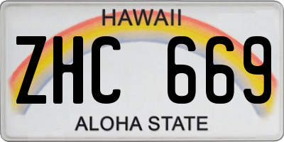 HI license plate ZHC669
