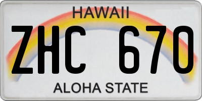 HI license plate ZHC670