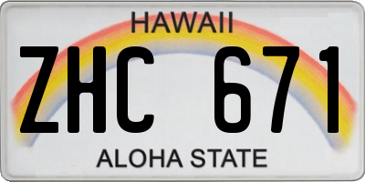 HI license plate ZHC671