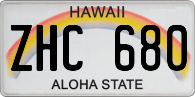 HI license plate ZHC680