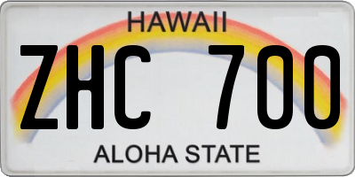 HI license plate ZHC700