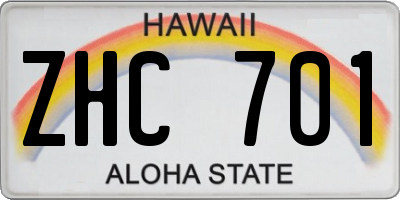 HI license plate ZHC701