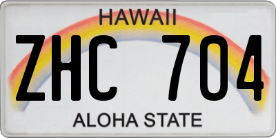 HI license plate ZHC704