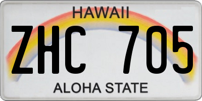 HI license plate ZHC705