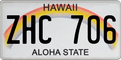 HI license plate ZHC706